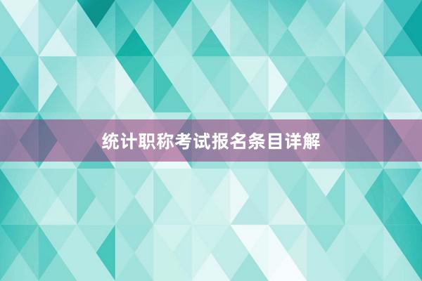 统计职称考试报名条目详解